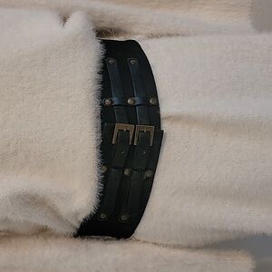 Black Leather and Stretch Waist Belt